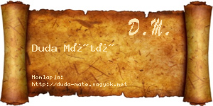 Duda Máté névjegykártya